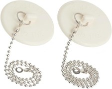 2Pcs Tub Stopper, Rubber Bathtub Stoppers Drain Plug with Stainless Steel Beaded