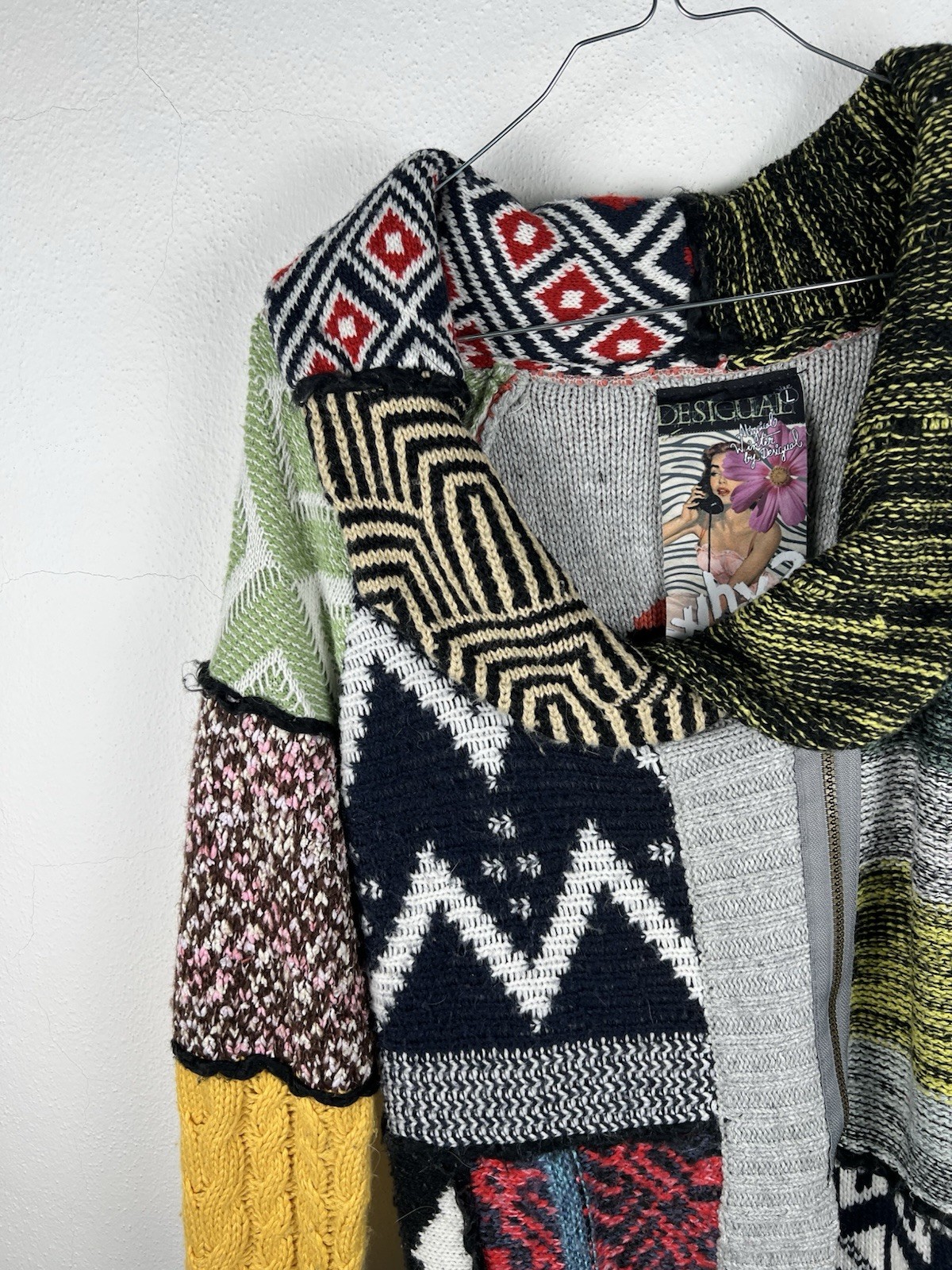 Desigual Multicolor Patchwork Patterned Knit Zip-… - image 8