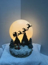 Vintage Musical Santa and Flying Reindeer Shadow Cast Silhouette Light Lamp