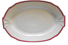 Juno Austria Art Deco Platter Maroon Pink Rim Gold Trim