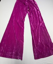 NWT Nasty Gal Crushed Velvet Wide Leg Pants Womens 4 Hot Pink Y2K Festival
