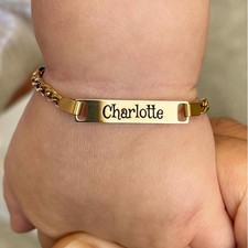 Child Newborn Baby Kid ID Name Bracelet Chain Birthday Gift Personalized Engrave
