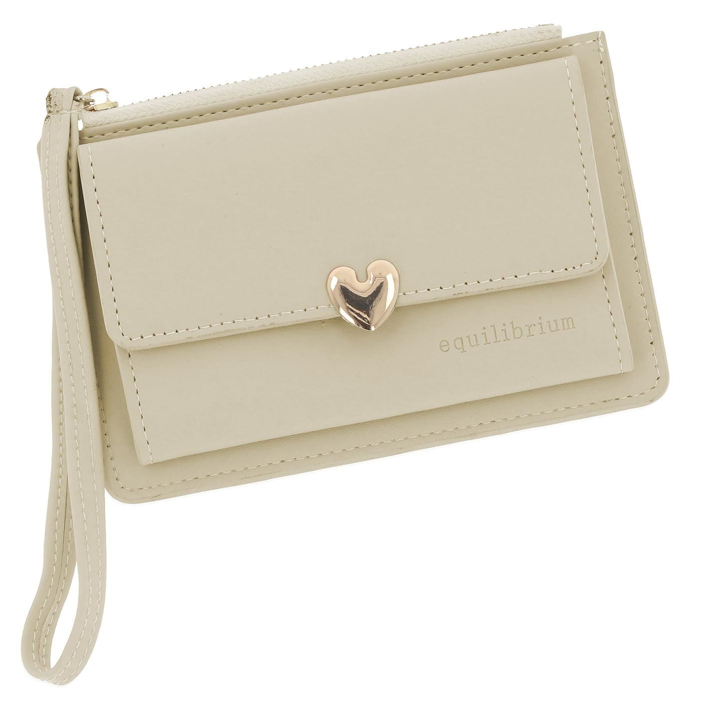 equilibrium Ladies Gold Heart Credit Card and Coin Holder Cream