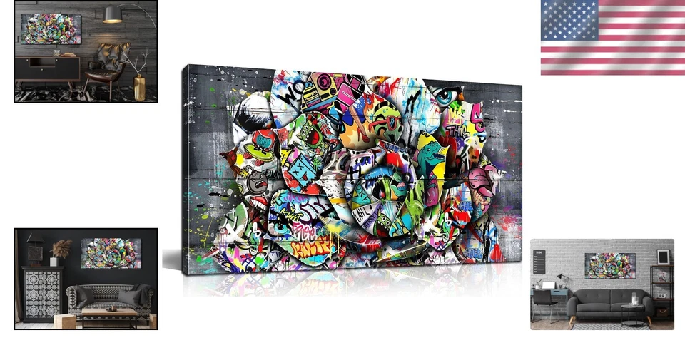 大号班克斯帆布印花 - 花卉墙艺术客厅 — 第 2/4 张图片