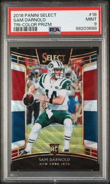 2018 Sam Darnold Panini Select Concourse  #18 Tri-Color Prizm /199 RC PSA 9 MINT