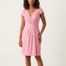 Talbots Pink Linen Faux Wrap Midi Dress Size 12