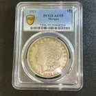 1921 Morgan Silver Dollar Philadelphia PGGS AU 55 Certified 90% Silver Coin