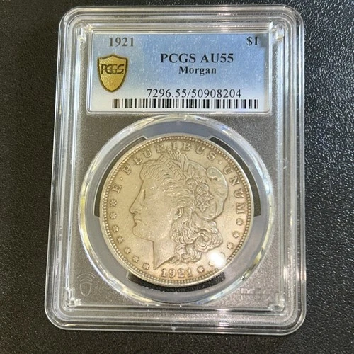 1921 Morgan Silver Dollar Philadelphia PGGS AU 55 Certified 90% Silver Coin