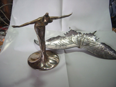 JUGENDSTIL VERSILBERT ''SCHMETTERLINGSJUNGFER CENTERPEICE''-ARGENTOR-WERKE & HETZEL
