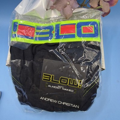 Andrew Christian Blow Brief W/ Almost Naked XL Black Neon 9926 New U-2