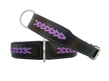 Heavy Duty Leather Dog Collar Adjustable Padded Soft for Small Puppies and Big