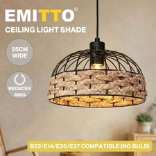 Emitto Modern Ceiling Pendant Light Shade Rattan Style Woven Lamp Shade 25cm