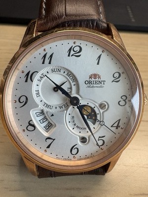 Orient Sun & Moon Automatic Rose Gold White Dial Men s Watch F6B2-UAA0