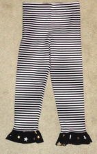 Bonnie Jean Girls Striped Leggings Stars Ruffled Hem Size 6X