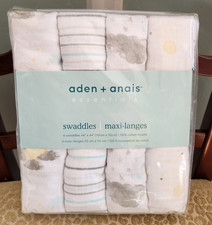 Aden  Anais NIP 4-Pack Muslin Unisex Swaddles New In Package Clouds Stripes