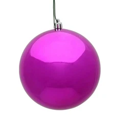 Vickerman N592570DSV 10 in. Fuchsia Shiny UV Drilled Cap Christmas Ornament Ball