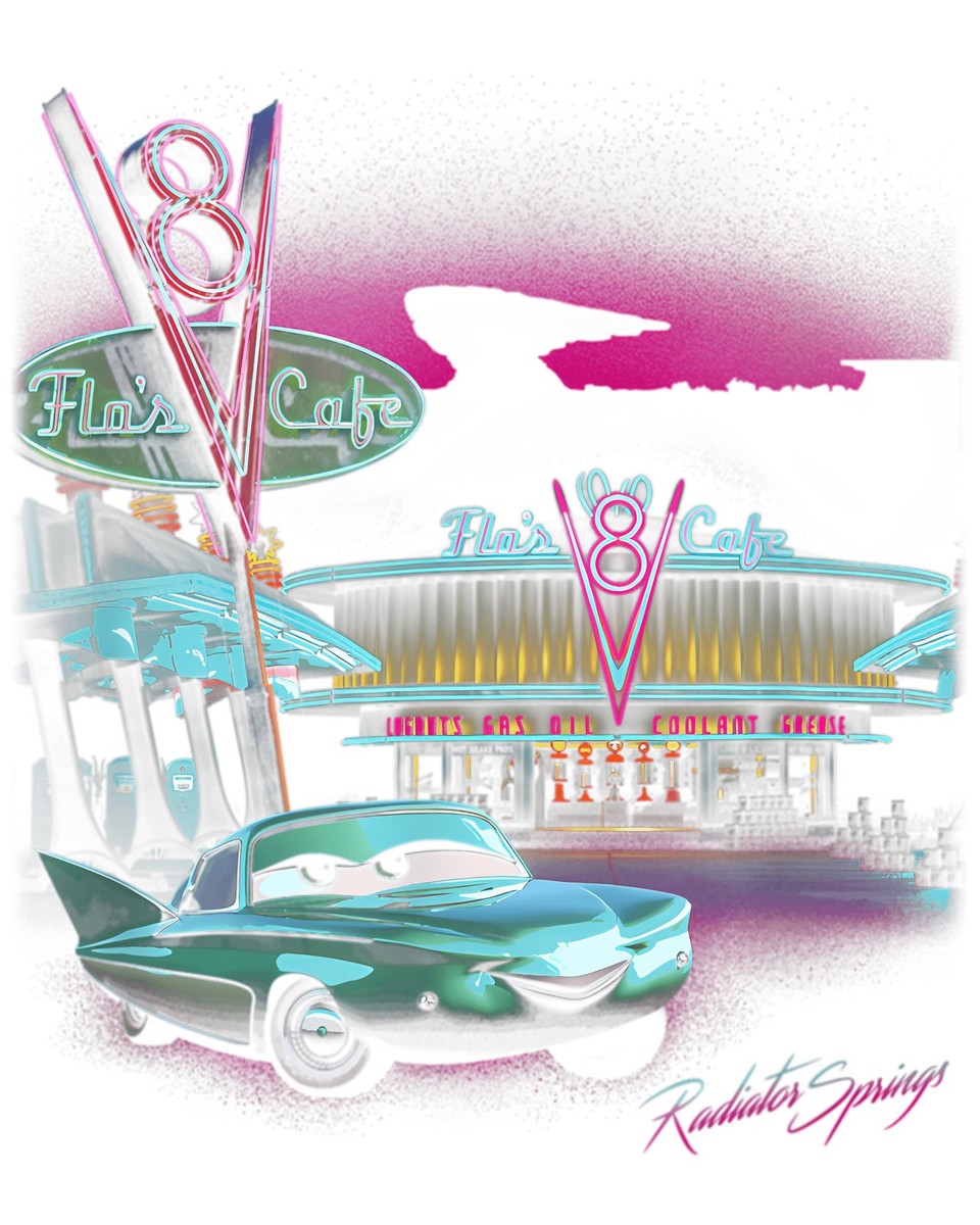 Disney Cars Radiator Springs Flo's V8 Cafe Poster - Size Adult