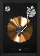 Gold Vinyl DJ Turntable Framed Wall Art Poster Canvas Print Picture