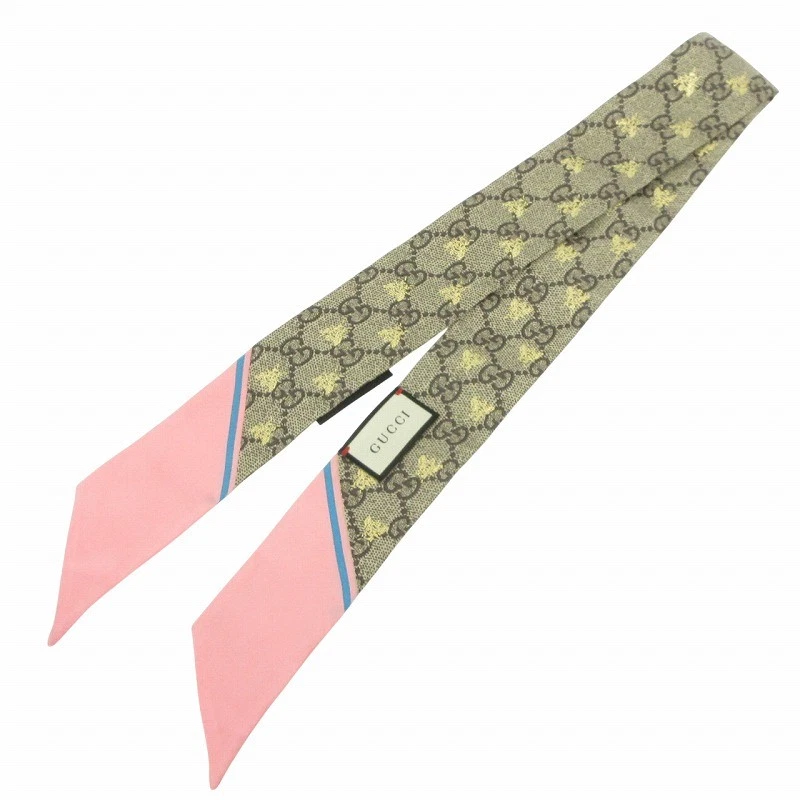 Gucci Neckbow Bee Foulard 499226 Beige Rose Accessoires Aa Femme
