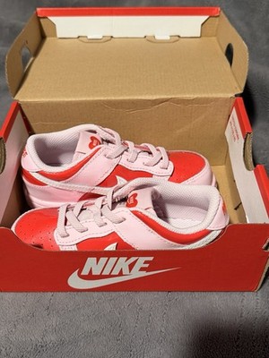 Nike Dunk Low Unisex Kids Sneaker US 10C Pink/Red/White Leather Lace