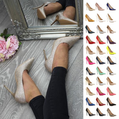 DAMEN-PUMPS HOHER ABSATZ HOCHZEIT BRAUTJUNGFER ABEND PARTY SPITZ