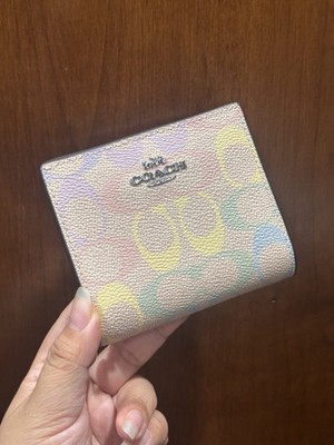 NWT Coach Snap Wallet In Rainbow Signature Canvas CDD11 Silver