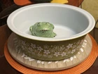 Vintage Pyrex 4 Qt Big Bertha Spring Blossom Green Crazy Daisy Dish #664 NO LID