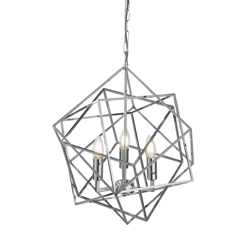 Ceiling Light Silver Cube 3 Chrome Searchlight 7863-3CC