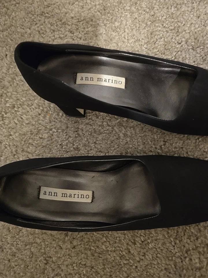 Zapatos para mujer BlackFine Cloth Ann Marino talla 7,5 con bloque resistente tacón cubano elegante Foto 4 de 4