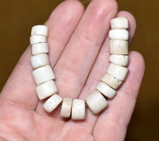 Antique European Porcelain Bohemian Goomba Drawn Beads Nigeria, African Trade