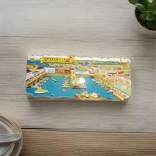 Vintage Fisherman's Wharf Mirro-Krome Die-Cut Oversized Postcard RARE Great Cond