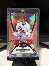 2025-26 UD Allure #105 Skylar Brind'Amour Red Rainbow Auto RC Hurricanes