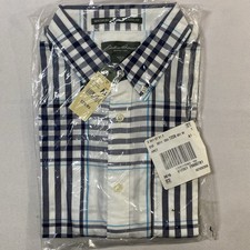 Eddie Bauer Shirt Mens Medium Blue White Pattern Long Sleeve Button Down NEW