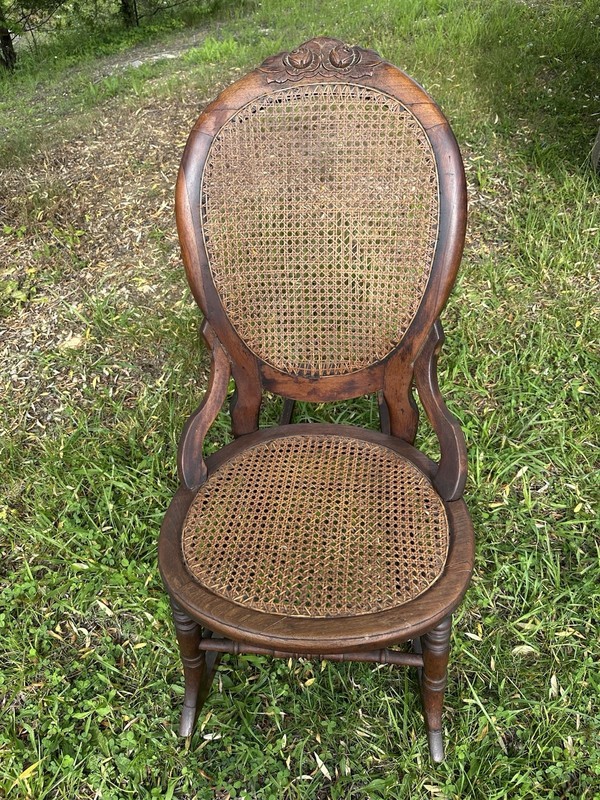 Antique rocking chair 1900's +  Cane Bottom And Back Hip Rocking Chair