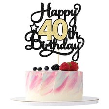 1Pc 40th Happy Birthday Cake Topper Glitter Cheers to 40 Years Birthday Cake ...