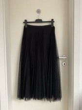 HALLHUBER Damen Tüll Faltenrock Maxi 34 Schwarz Reißverschluss 