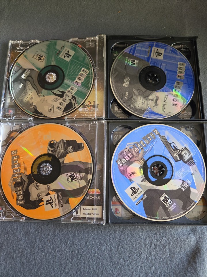 LOT Fear Effect 1 & 2- Sony PS1 PlayStation 1 8 Discs Retro Helix Black ...