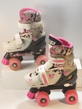 Big Girls Youth NEON Yvolve Pink White Roller Skates Light Up Wheels Size 12-2