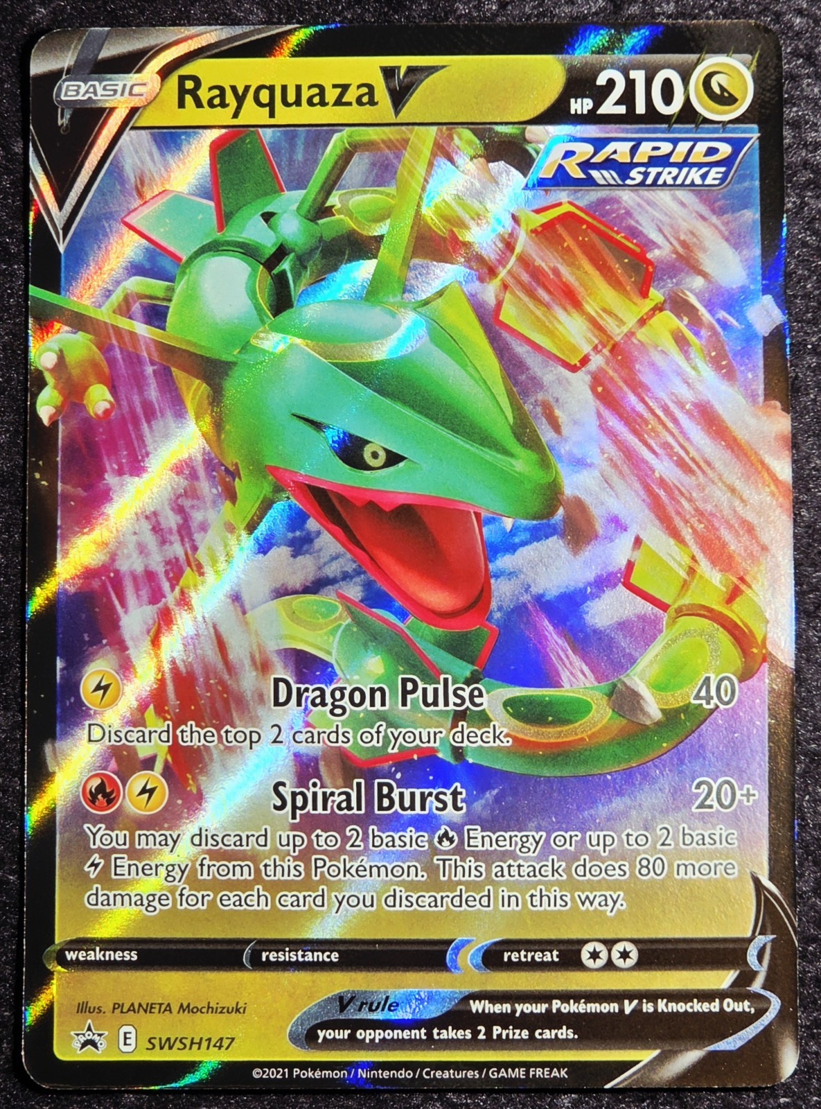 Pokémon TCG Rayquaza V Sword & Shield Rapid Strike Ultra Rare Card 210 HP 