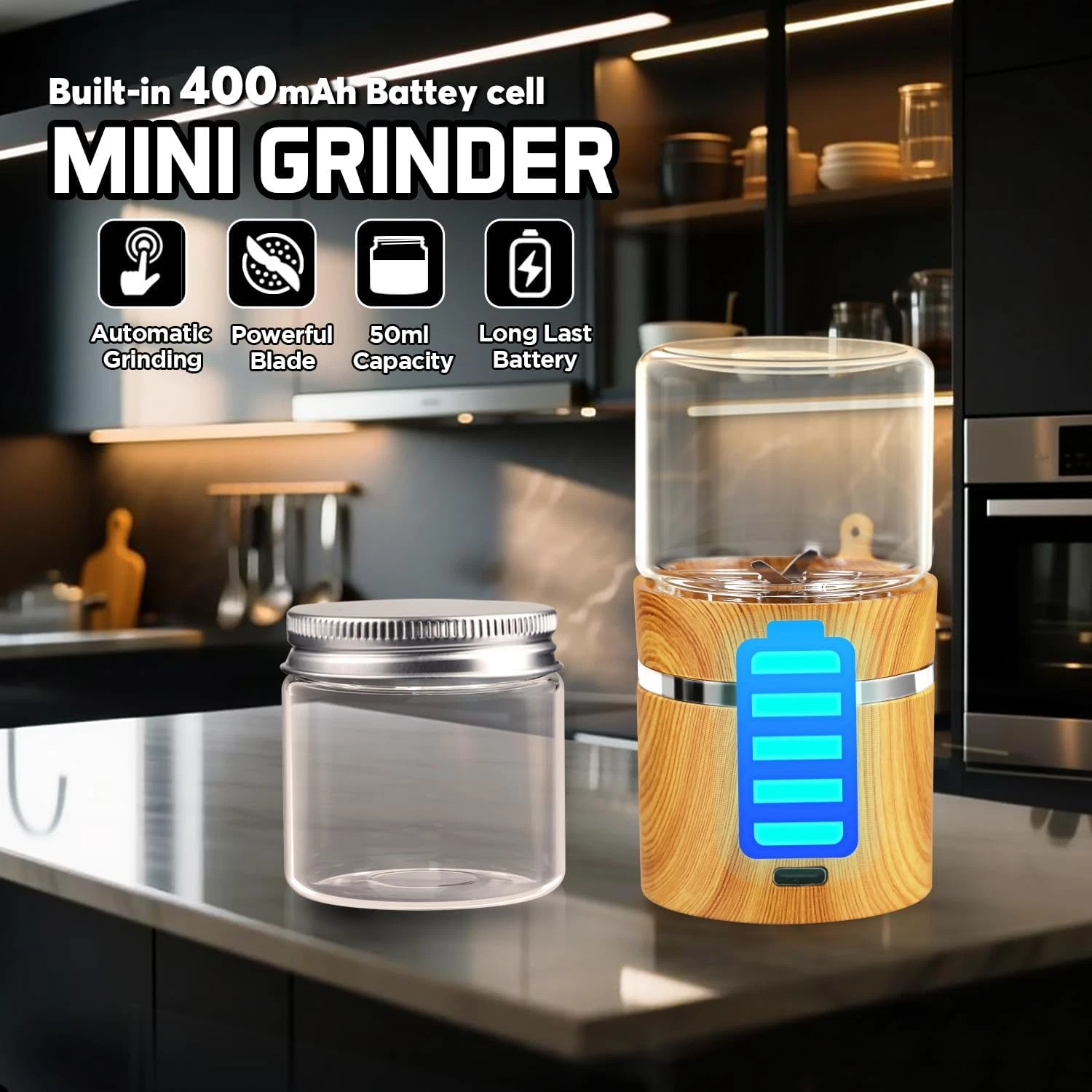 Electric Herb Grinder Spice Grinders Mini Size 2Inx3.5Inches 2Pcs 1.7Oz/50Ml Jar
Opens in a new wind