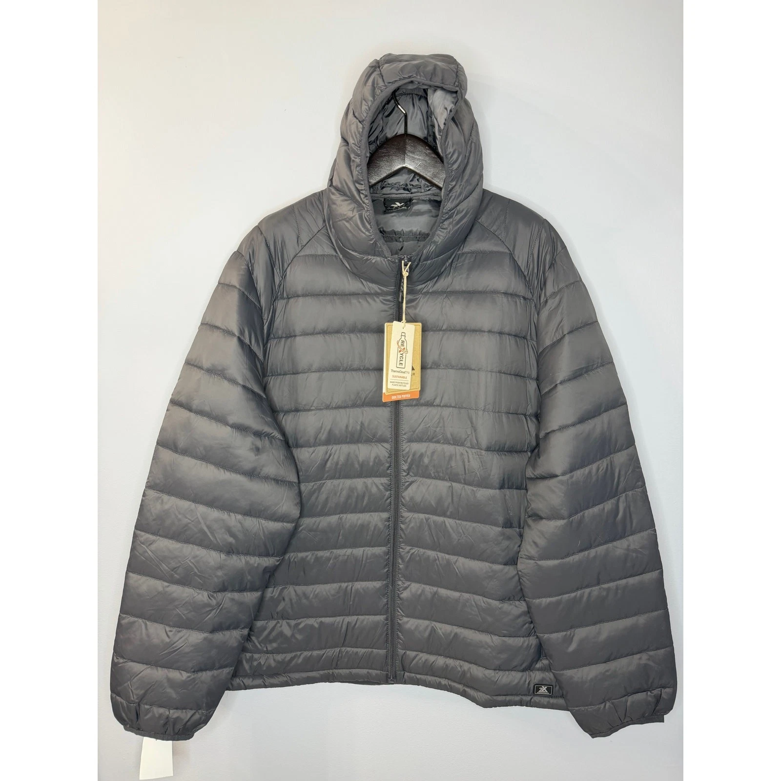 ZeroXposur Quilted Puffer Jacket Slate Gray Hooded Pockets Lightweight Sz 2X