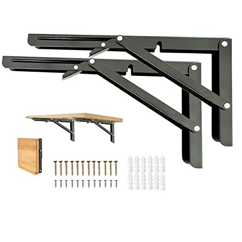Folding Shelf Brackets 16 Inch 2 Pcs Heavy Duty Shelf Brackets Collapsible 