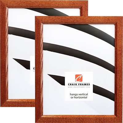 Craig Frames Economy Brown, Simple Hardwood Picture Frame, 2-Piece Set