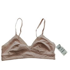NWT JENNI Bralette Size LARGE Beige Cotton Pullover Lace Detail