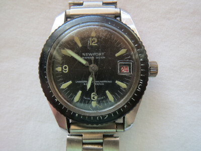 Vintage Basis Newport Marine Diver Watch with Stainless Steel band Swiss T