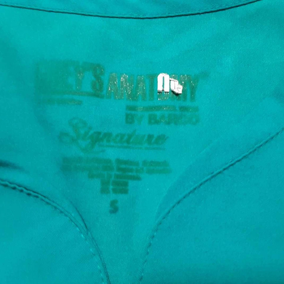 2 Greys Anatomy By Barco Sz Small Signature Green Women Scrub Tops Style 2121 - Image 3 of 4