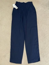 New Women's Hillard & Hanson Navy Blue Pleated Tapered Leg Dress Pants Size 6