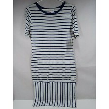 NWT LuLaRoe Julia Pencil Dress Light Gray With Blue Stripes Size Medium