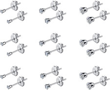 6-10 Pairs Tiny Women'S Stainless Steel round Clear Cubic Zirconia Stud Earrings