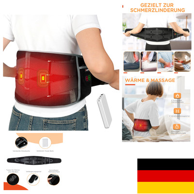 Wärmegürtel mit Vibrationsmassage & Heizkissen für Rücken, kabellos und usb-g...